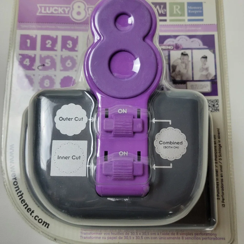 We R Memory Keepers Lucky 8 Punch Tatted Doily 3-in-1 Paper Craft Tool 71124-7